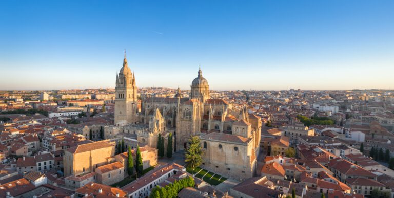 Panoramic aerial cityscape of Salamanca, Spain